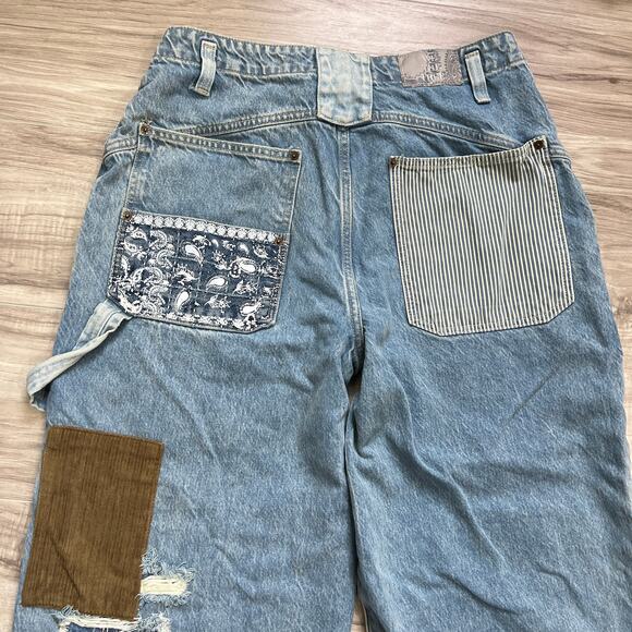 Free People We The Free Popular Demand Patched Jeans Size 30 - Picture 13 of 16